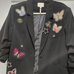 CINQ A SEPT BUTTERFLY KYLIE BLAZER 12 EMBELLISHED RHINESTONES